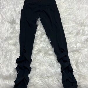Athleta Black Leggings with Bow Detail
